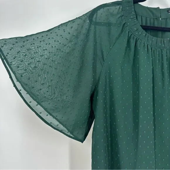 UNIVERSAL STANDARD Green Swiss Dot Short Sleeve Blouse Top Sz S - Picture 3 of 9